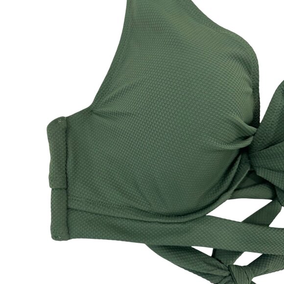 Shade & Shore Womens Green Bikini Top Push-Up Swimwear Size 34DD Back Strappy - Picture 9 of 14